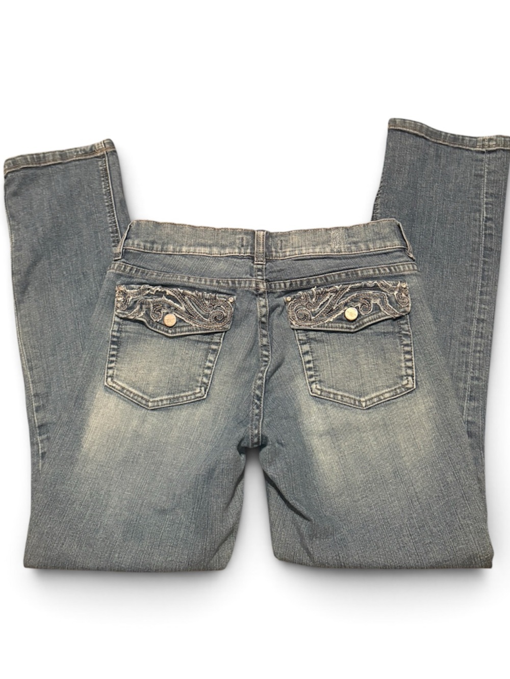 White House Black Market Women’s Cropped Straight Jeans in Faded Blue Wash